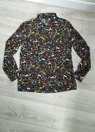 Женская рубашка zara  рубашка с длинным рукавом в цветочный принт5 фото