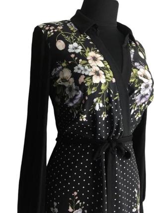 Oasis платье в горох с цветочным принтом на запах4 фото