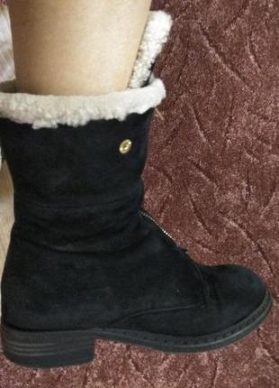 Чоботи жіночі замшеві, теплі зимові чобітки замшеві черевички на цигейке розмір 36, зимове взуття3 фото