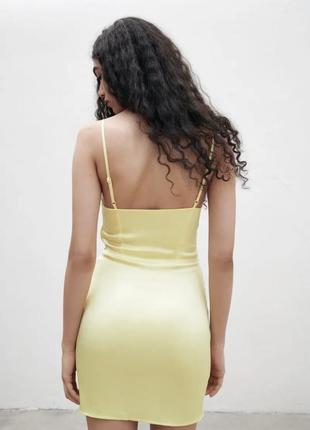 Платье желтое лимонное короткое мини платье зара zara обтягивающее корсетное5 фото