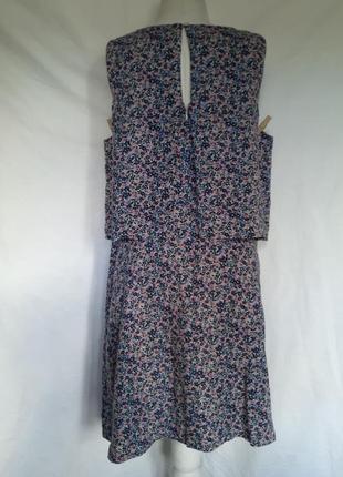 Лен/ вискоза женское летнее вискозное льняное платье, натуральное платье, мелкий цветок3 фото