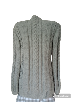Вінтажний вовняний светр ажурної в'язки, кардиган2 фото
