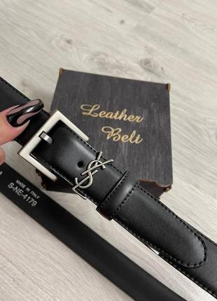 Ремінь чорний жіночий 3см шкіра, ремінь жіночий з коробкою, ремінь жіночий в стилі юсл🖤 івселоран в стилю yves saint laurent