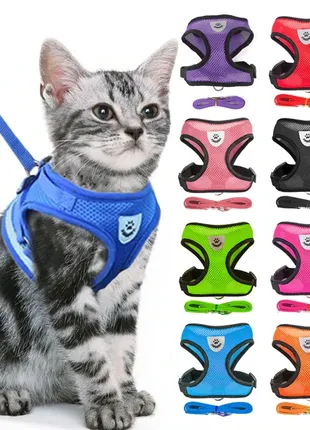 Шлея поводок уздечка для кошек и мелких собак размер м