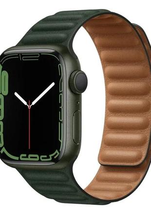 Ремінці  magnetic leather loop - для apple watch  forest green 38/40/41mm