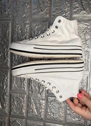 Классные кожаные высокие кеды converse7 фото