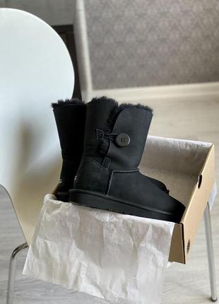 Высокие женские сапожки ugg button black с теплым и мягким мехом (осень-зима-весна)😍9 фото