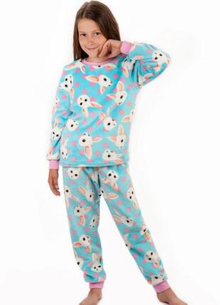Тепла махрова піжама для дівчинки, тёплая махровая пижама, плюшевая пижама, комплект плюш2 фото