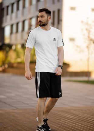 Комплект шорты и футболка в стиле адидас adidas чб лилия мужской летний костюм