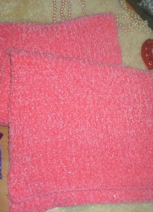 Шикарний нереально ніжний неоно-розовий мягесенький плюшевий шарфик miss selfridge3 фото