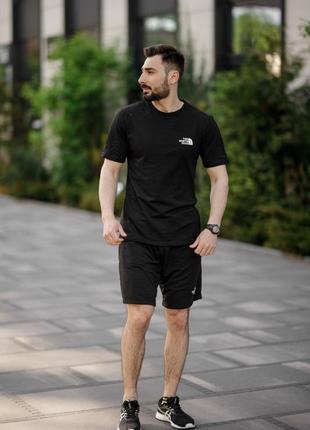 Комплект футболка + шорты тн черный мужской летний костюм tnf the north face