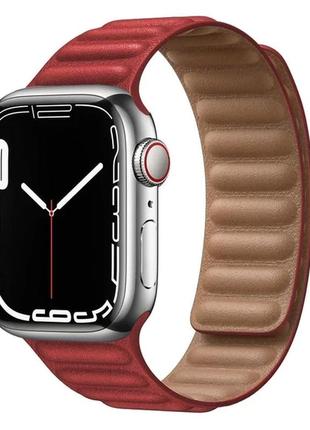 Ремінці  magnetic leather loop - для apple watch  red 42/44/45/49mm