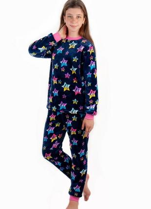 Теплая махровая плюшевая пижама с котиками для девушек-подростков