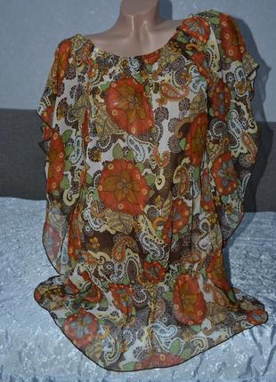 Яскрава шифонова туніка , блуза , шикарний варіант для відпочинку