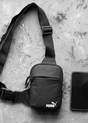 Маленькая нагрудная сумка слинг через плечо puma sp чорная спортивная текстильная