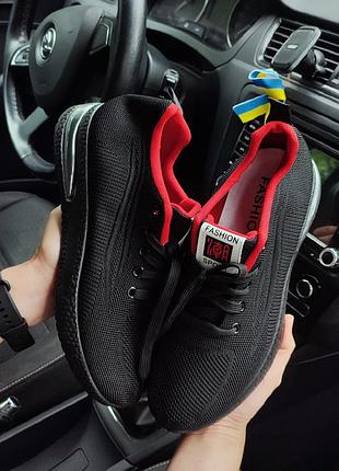 🔥мужские кроссовки черные с красным🔥