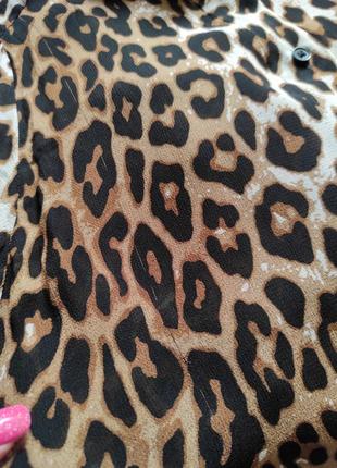 Шифонова блузка сорочка рубашка леопардовий принт  з об'ємними рукавами8 фото