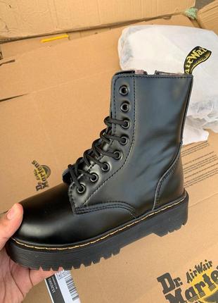 💎dr martens jadon black💎женские кожаные чёрные ботинки мартинс зимние сапоги с мехом