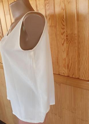 Классическая базовая молочная блуза/рубашка/ майка широкие брители s- m3 фото