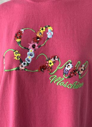 Хлопковая футболка блуза топ love moschino свободного кроя4 фото