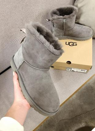 💠ugg mini grey💠жіночі зимові замшеві сірі уггі2 фото