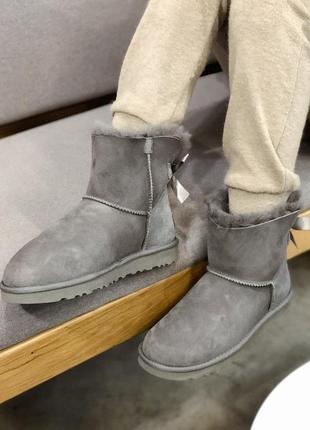 💠ugg mini grey💠жіночі зимові замшеві сірі уггі3 фото