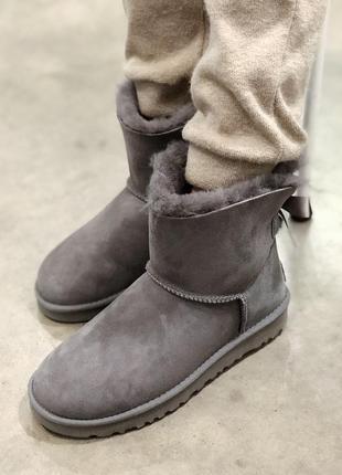 💠ugg mini grey💠жіночі зимові замшеві сірі уггі5 фото