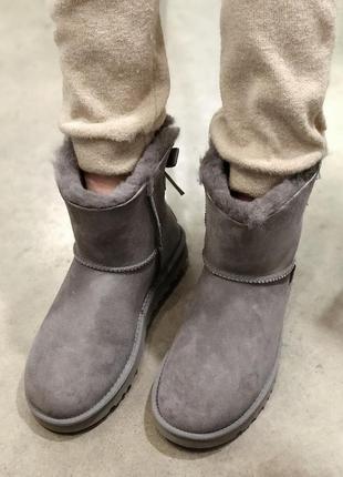 💠ugg mini grey💠жіночі зимові замшеві сірі уггі7 фото