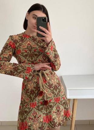 Нова з біркою лляна сукня плаття zara в квітковий принт xs-s 42-441 фото