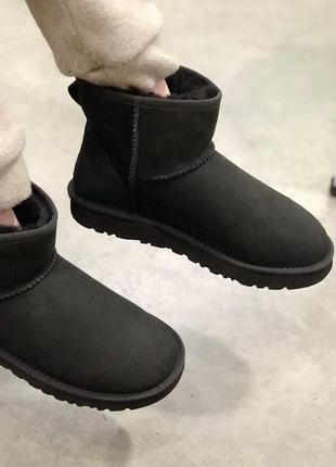 Ugg classic mini black, женские зимние замшевые угги/уги3 фото