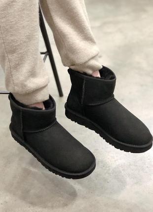 Ugg classic mini black, женские зимние замшевые угги/уги5 фото