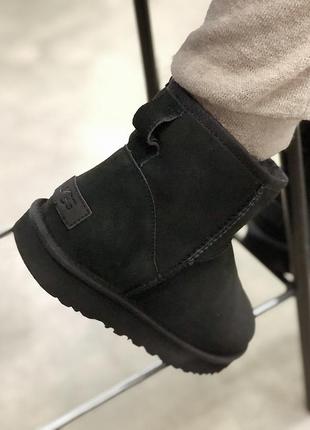 Ugg classic mini black, женские зимние замшевые угги/уги6 фото