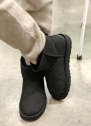 Ugg classic mini black, женские зимние замшевые угги/уги7 фото