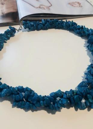 Ожерелье синего цвета, камень, туреченица1 фото