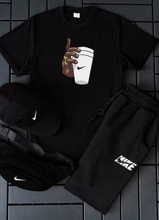 Летний спортивный костюм nike футболка+шорты nike кепка бананка