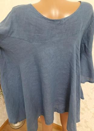 Льняна туніка подовжена блуза  бохо льон італія7 фото