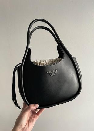 Шикарная черная женская сумка prada handbag, турция, люкс