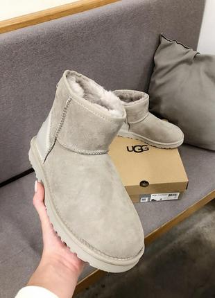 🌹ugg grey🌹жіночі зимові замшеві сірі уггі з хутром. угі6 фото