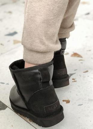 🌺ugg black🌺женские кожаные чёрные зимние угги с мехом, уги.5 фото