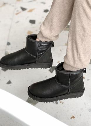 🌺ugg black🌺женские кожаные чёрные зимние угги с мехом, уги.9 фото