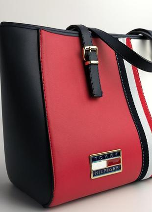 👜 tommy hilfiger large bag red/white4 фото