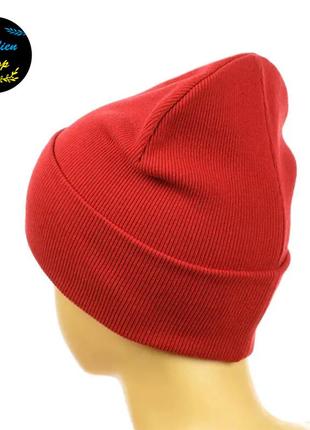● трикотажная демисезонная шапка - tik-tok / тик-ток - красный ●2 фото