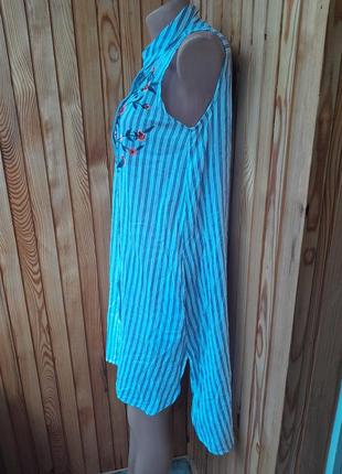 Легка бавовняна сукня сорочка з вишивкою3 фото