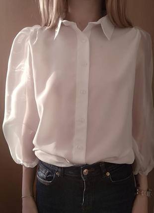 Блузка с полупрозрачными рукавчиками3 фото