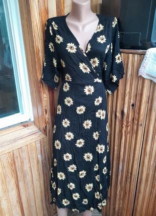 Платье на запах с подсолнухами