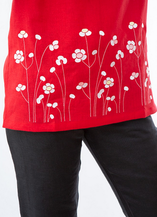 Блуза жіноча з вишивкою льон bb233 червона україна4 фото