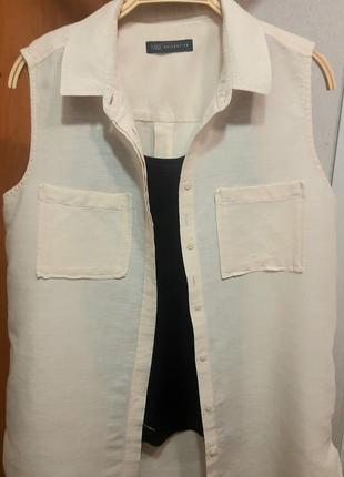 Рубашка без рукавів, льон