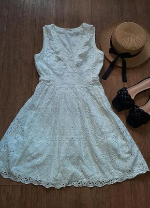 Сукня літня біла бавовняна з прошви1 фото