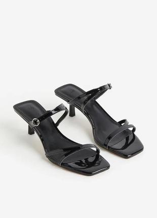 Черные женские босоножки на каблуке, шлепки, сандалии, тапки h&m