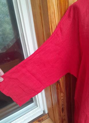 Натуральные итальянская красная блуза лен+хлопок3 фото